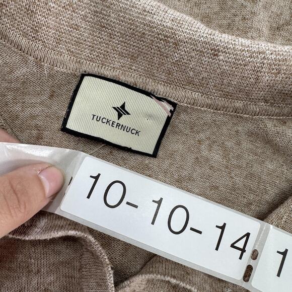 Tuckernuck Sweater Womens Large Clayton Collared Pullover Sleeve Tencel Linen - Picture 6 of 11